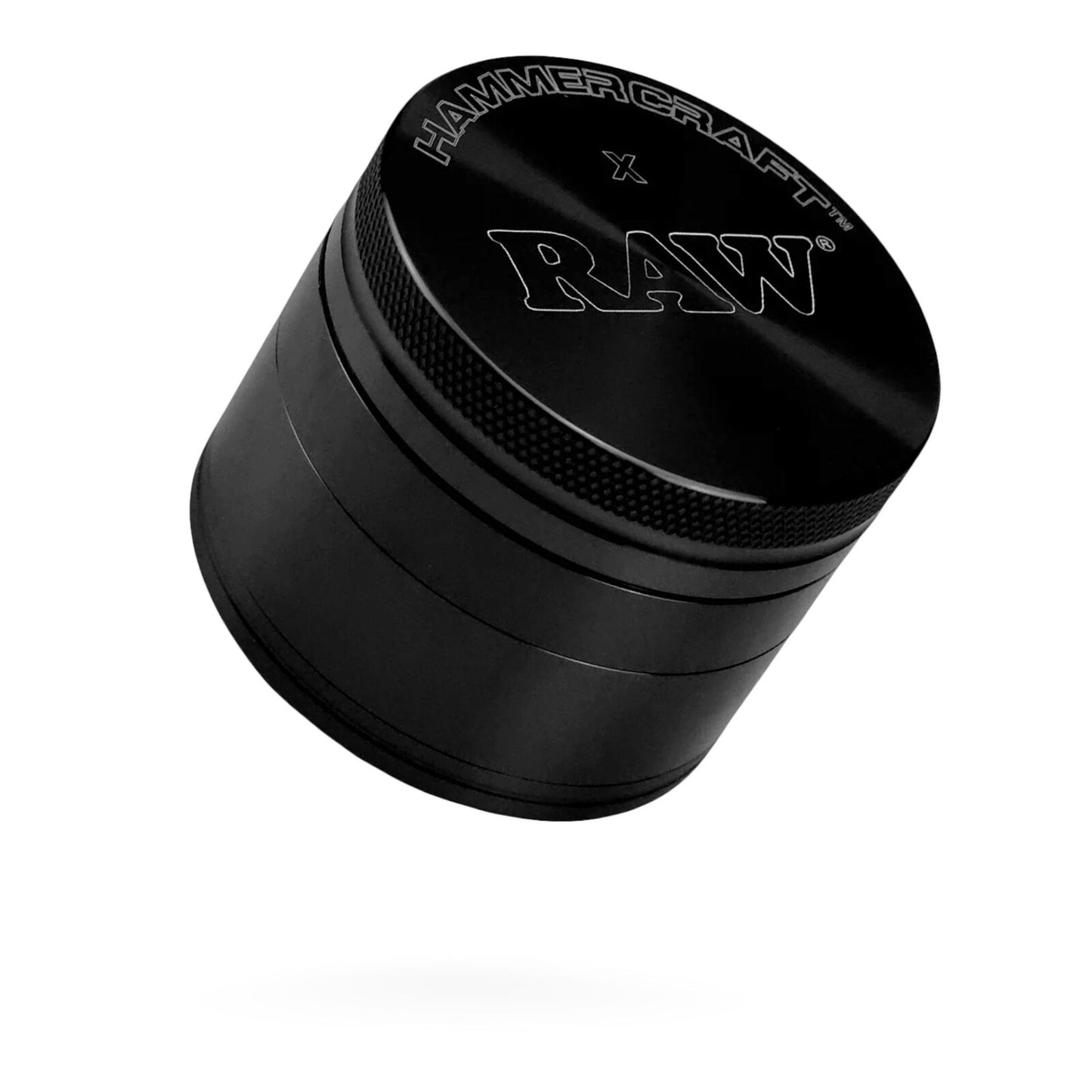 RAW x Hammercraft Black 2.5 Inch Large Aluminium 4 Piece Grinder Herb 6 x 4.8cm