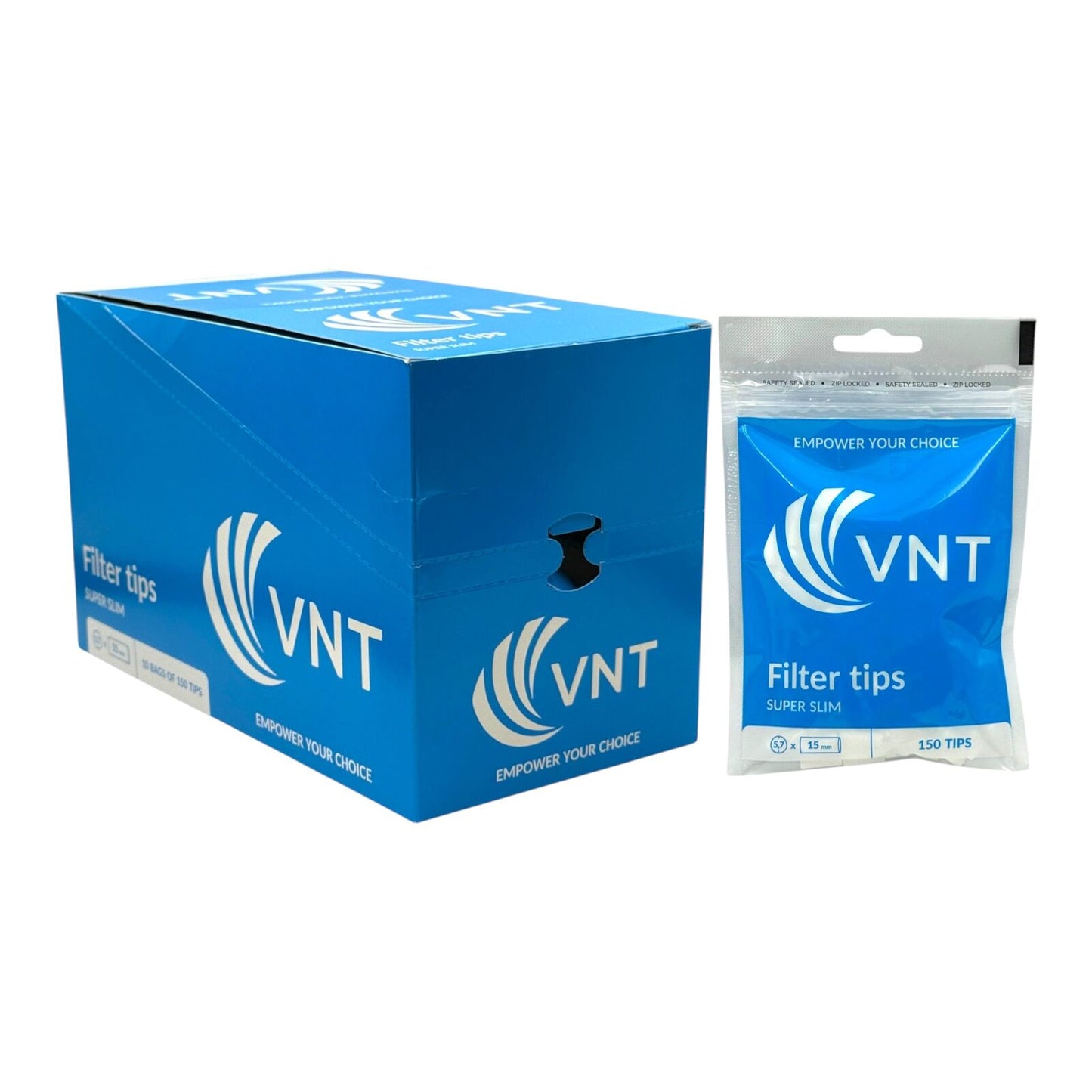 VNT Super Slim Blue Filter Tips 150 Count Rolling Tips