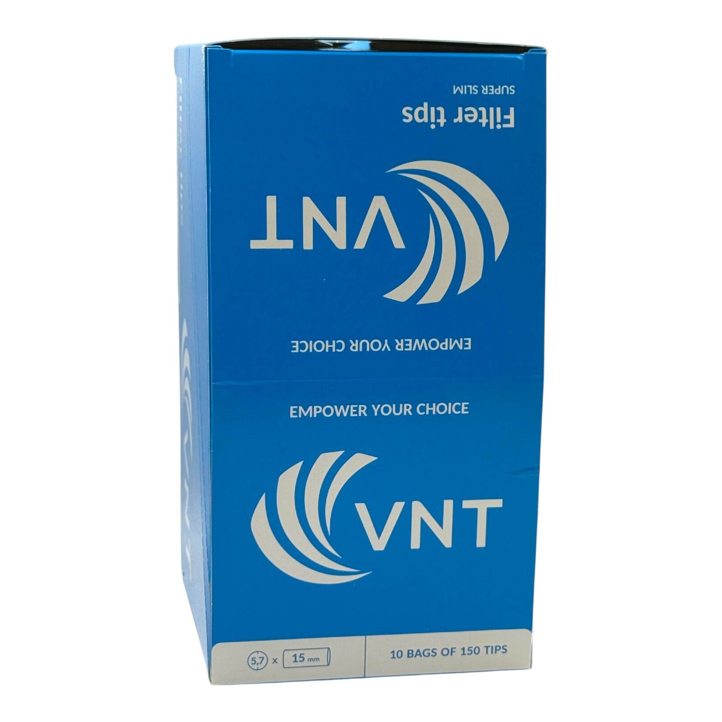 Box of 10 VNT Super Slim Blue Filter Tips 150 Tips Per Pack - 1500 Total Tips