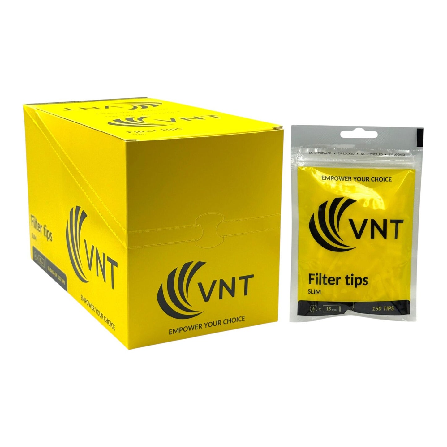 VNT Slim Yellow Filter Tips 150 Count Rolling Tips