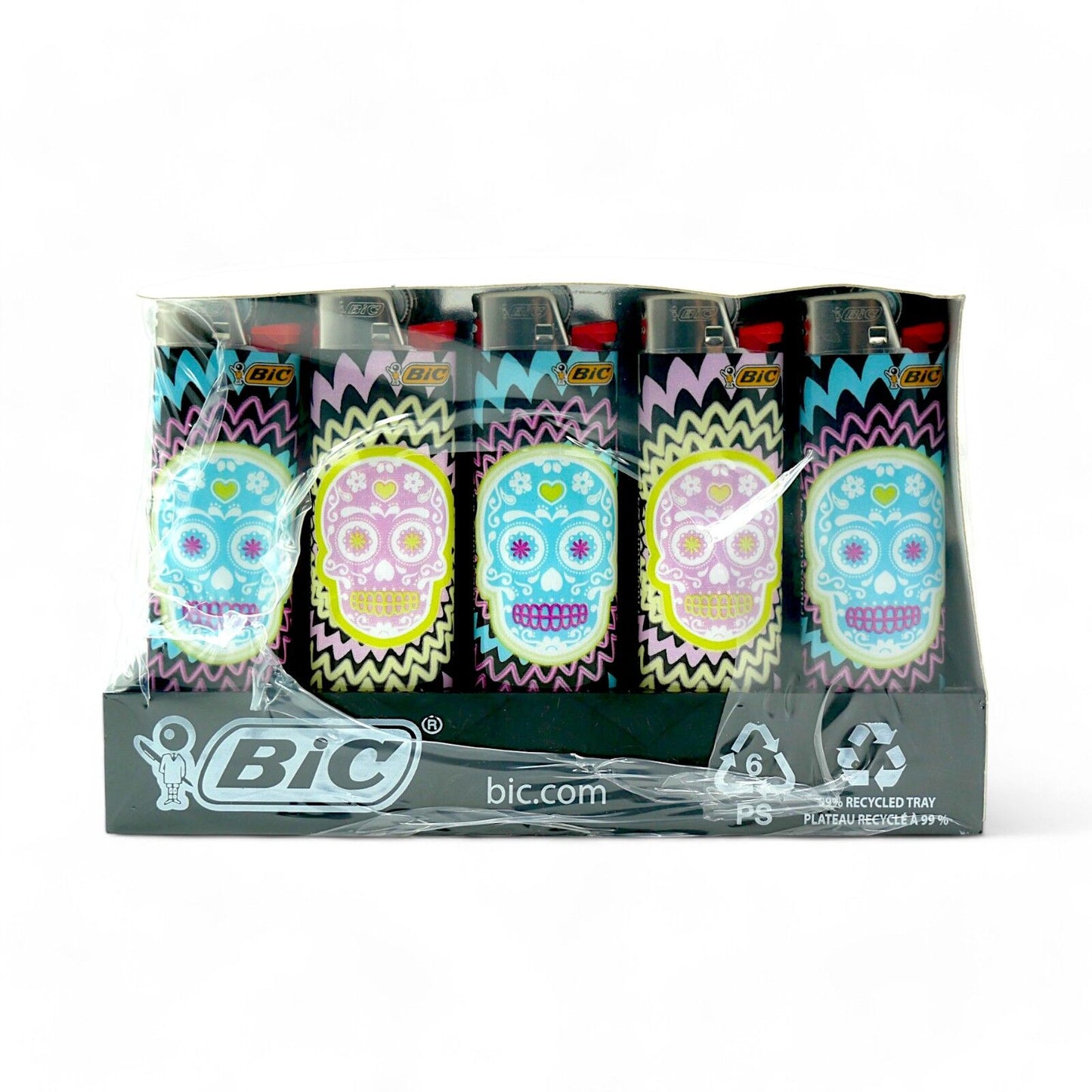 50x BIC Maxi Fluo Skull Lighters Special Edition Pocket Lighters