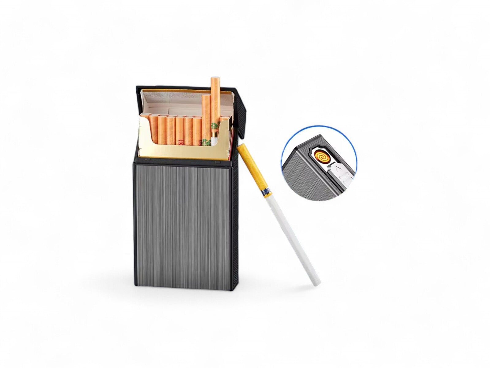 Cigarette Case with USB Lighter, 2-in-1 Slim Cigarette Holder for 20 C –  Your Smoke