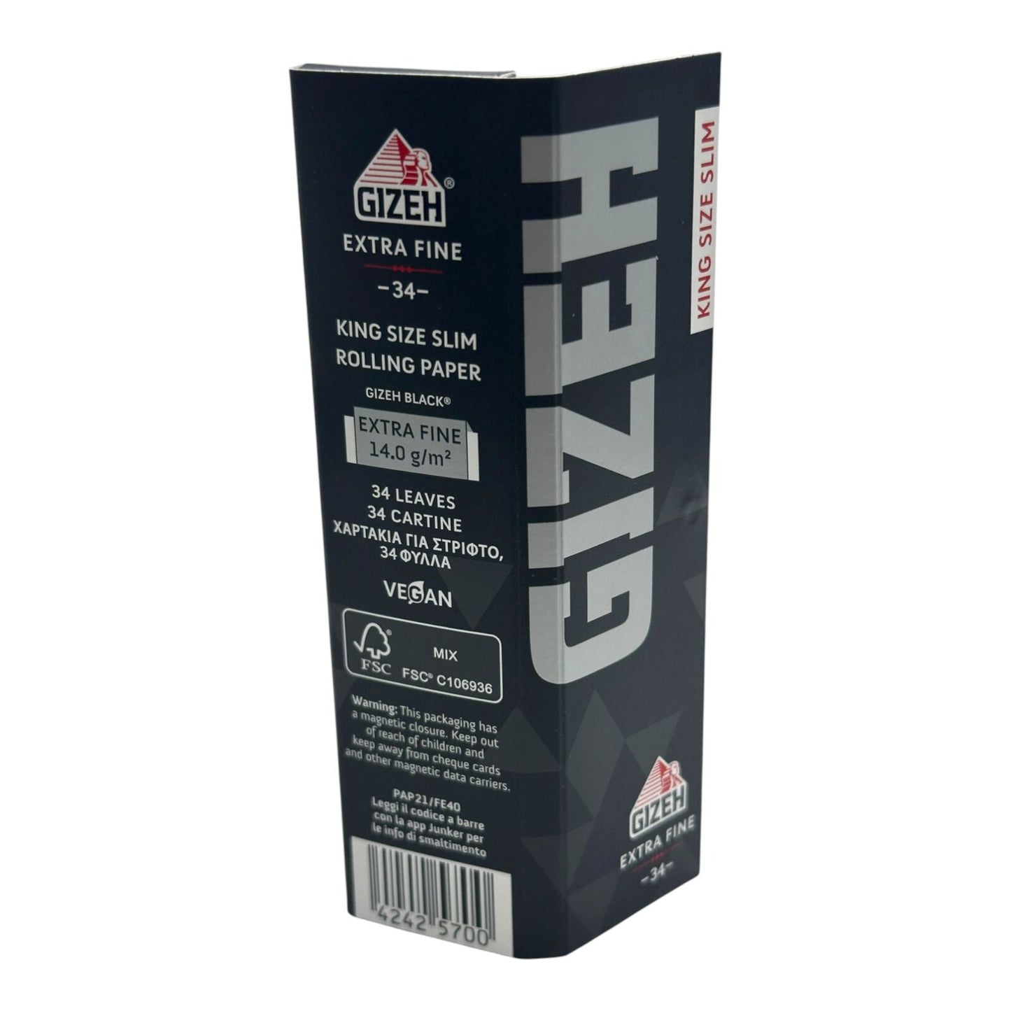 Gizeh Black King Size Slim Rolling Papers Extra Fine 34 Leaves