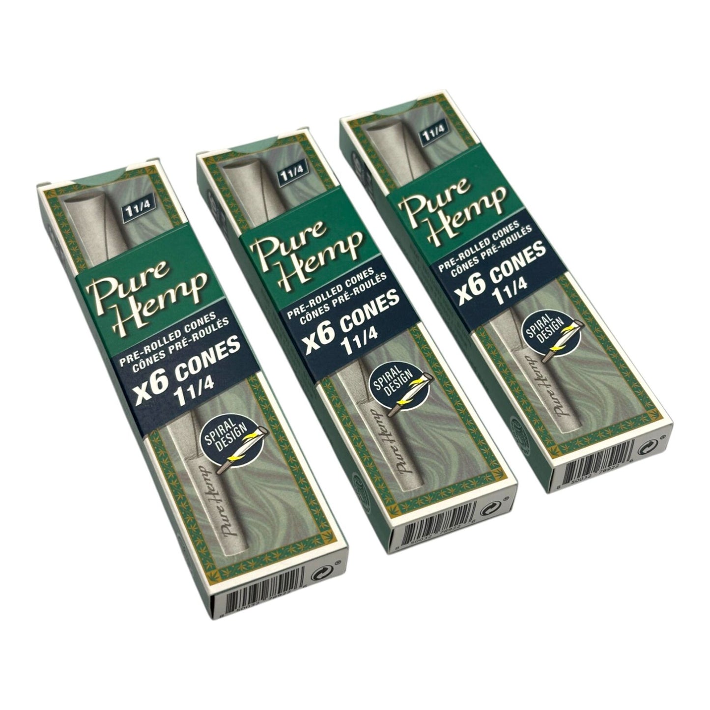 Pure Hemp 6 Pack Pre Rolled Cones 1 1/4 Spiral Design