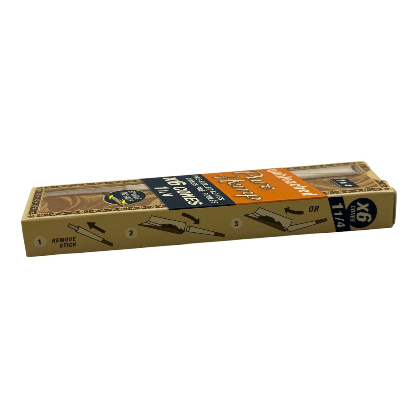 Pure Hemp Unbleached Cones 1 1/4 Size 6 Pack Pre Rolled Papers