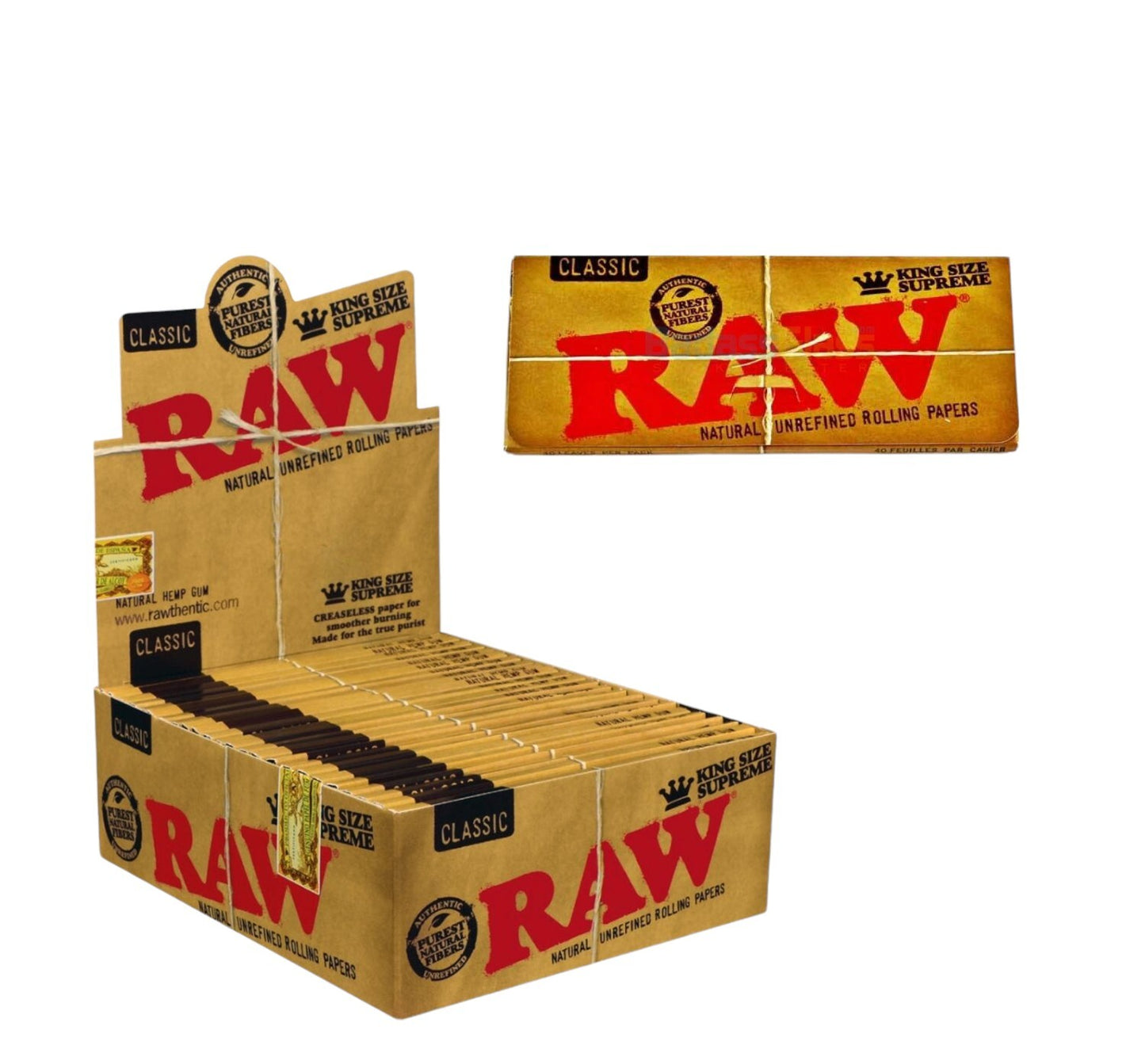 1 x RAW King size Supreme Classic Natural Papers Smoking Tobacco Paper