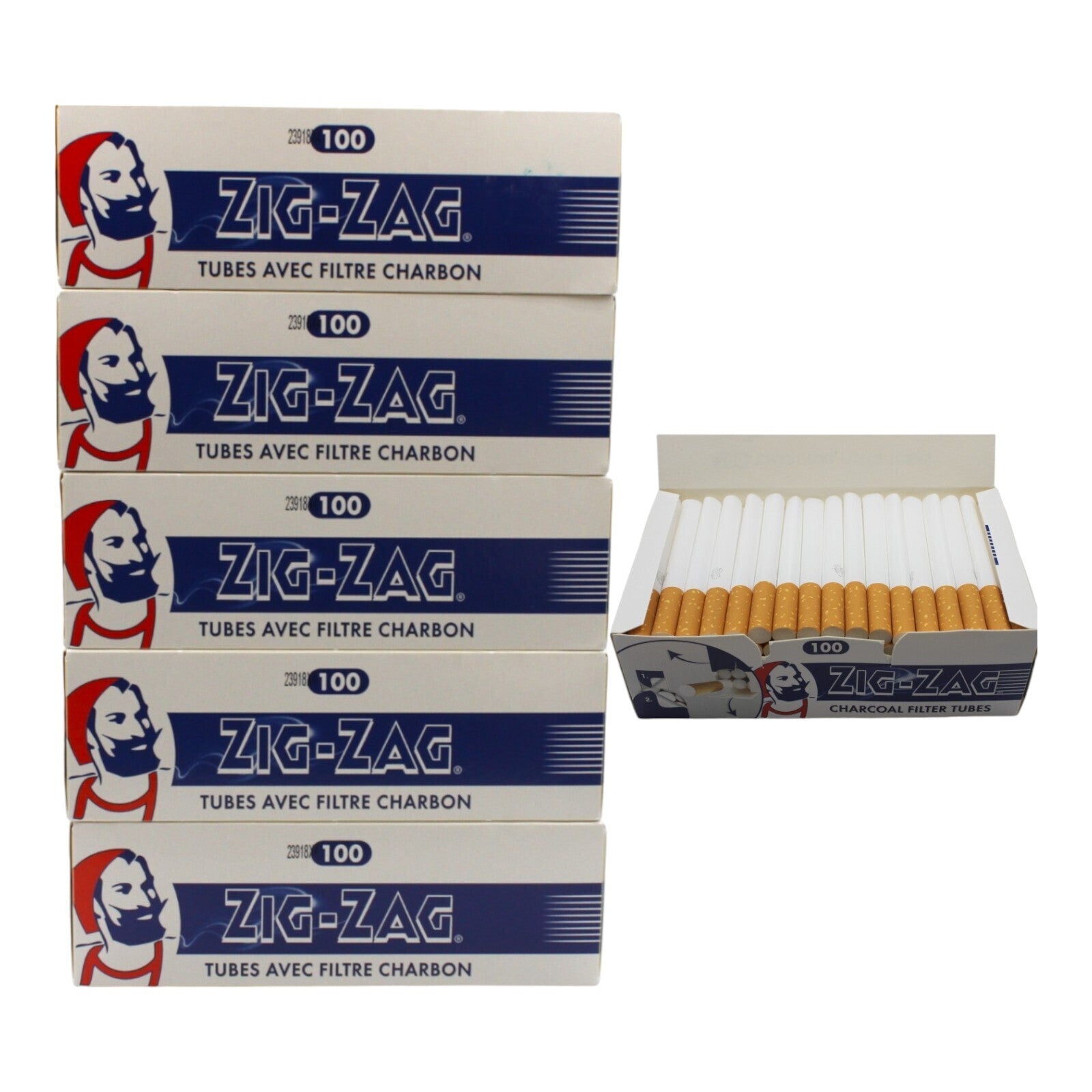 500x Zig Zag Premium Charbon Filter Tubes Cork Blue – Your Smoke