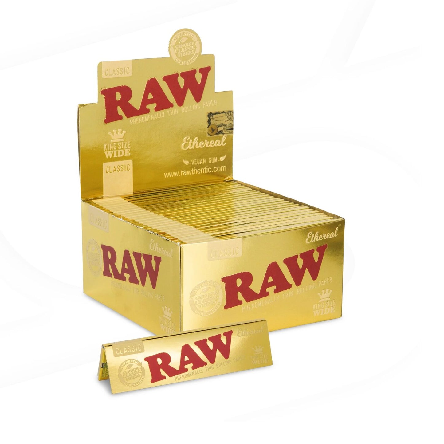 1 x RAW Ethernal King Size Wide Rolling Papers Gold Edition Pack of 32 Leaves