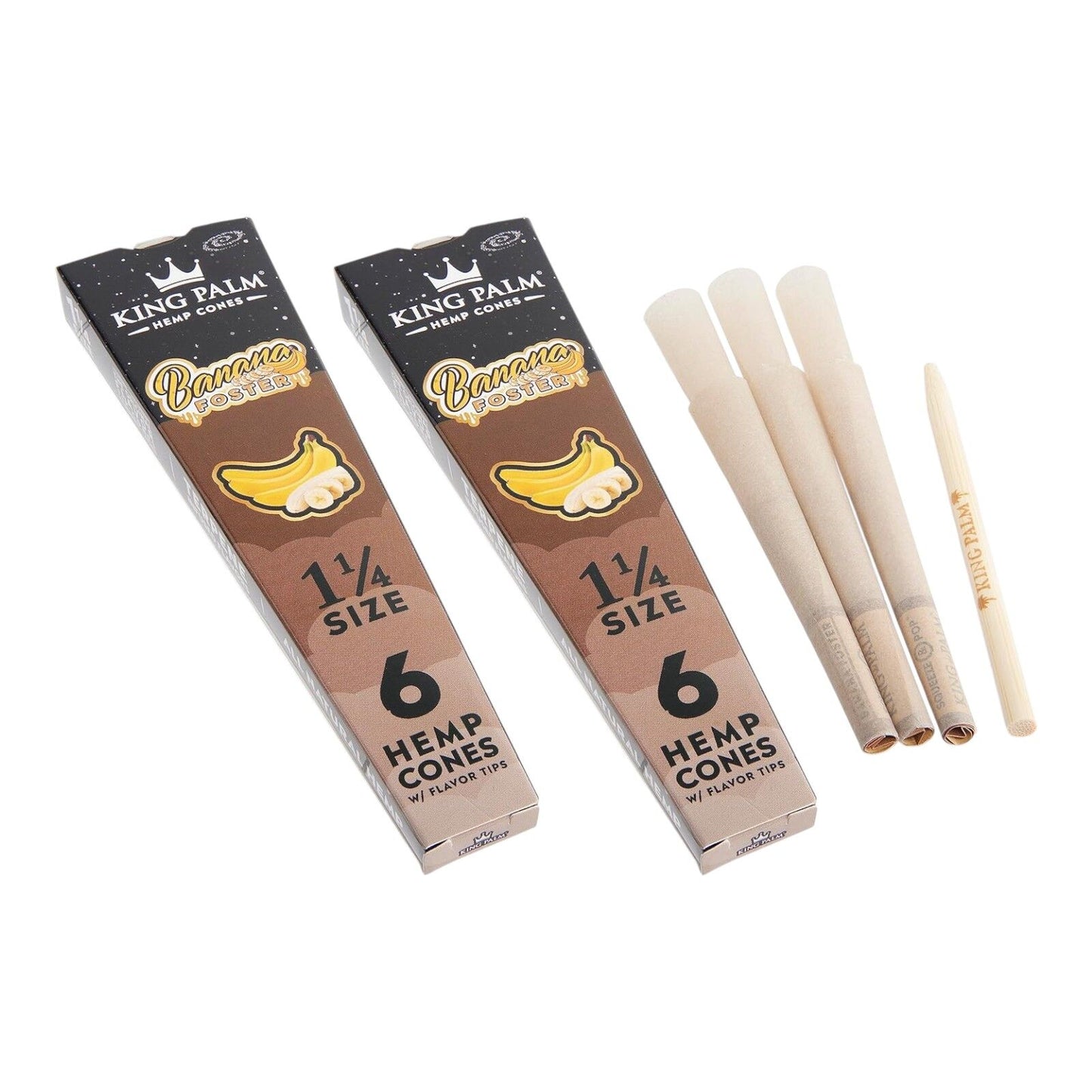 King Palm Banana Foster 1 1/4 Size Flavoured Cone - 6 Per Pack
