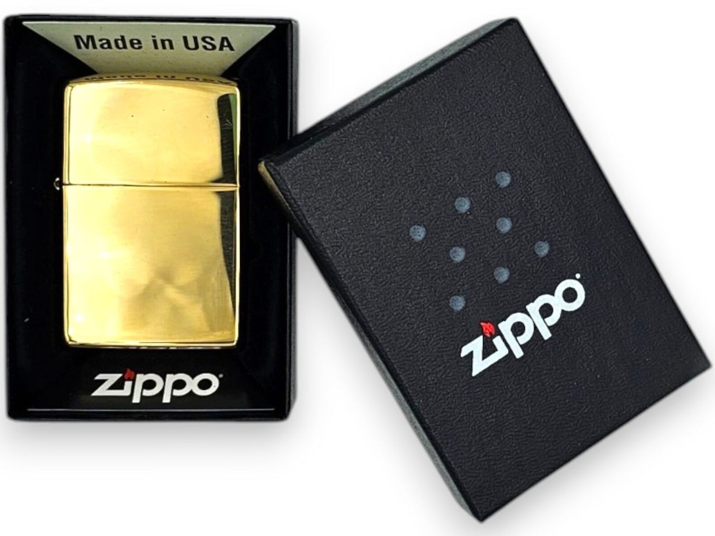 Zippo High Polished Brass Oil Lighter Set