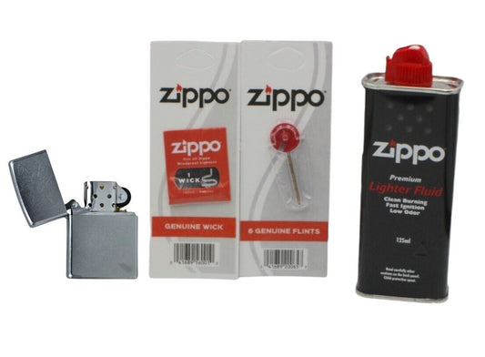 Zippo Street Chrome Lighter Set
