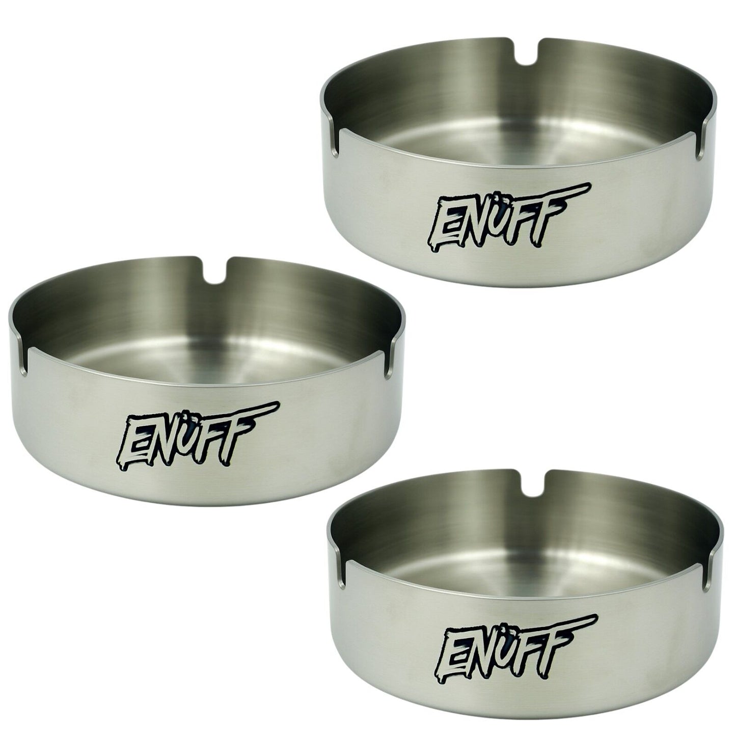 3 x Enuff Stainless Steel Ashtray 12cm
