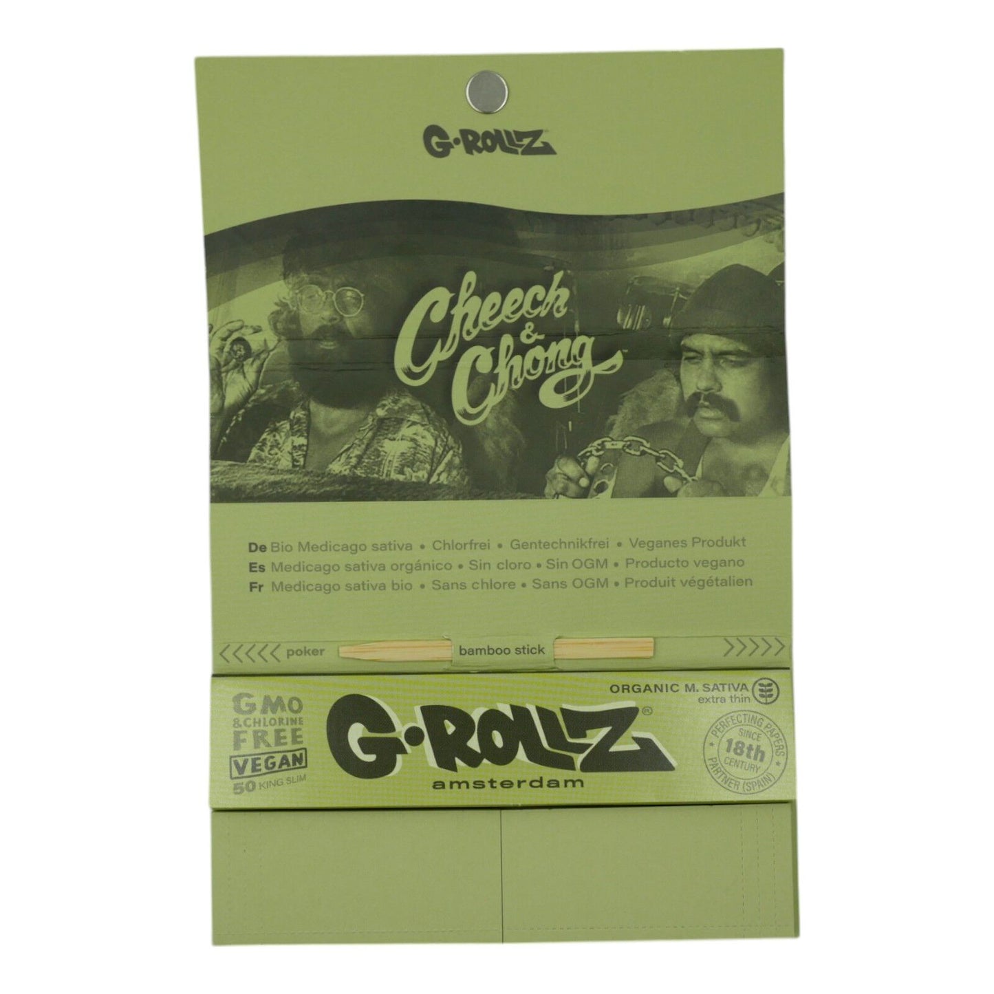 G-Rollz Cheech & Chong King Size Slim Rolling Papers Tips Tray Poker - 50 Leaves