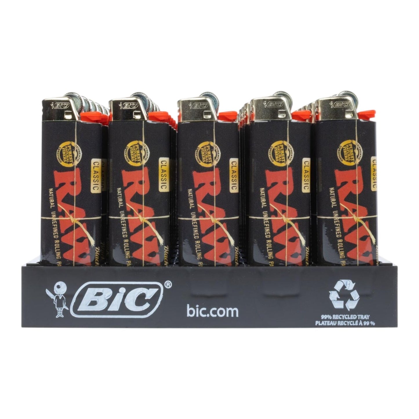 53 BIC x RAW Black Maxi Lighter J26 Tray Standard Size Bulk Box Pack