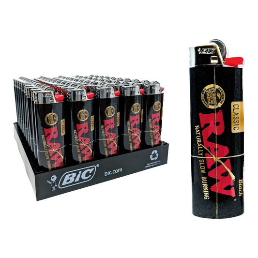 53 BIC x RAW Black Maxi Lighter J26 Tray Standard Size Bulk Box Pack