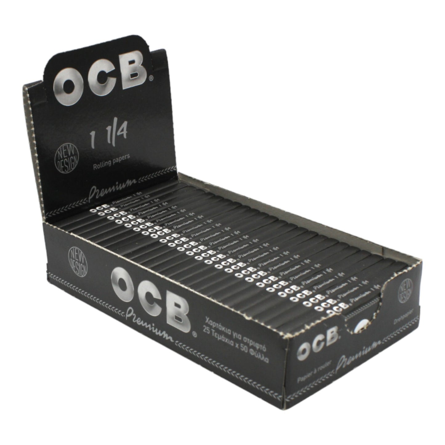 Box of 25 OCB Premium Black 1 1/4 Size Rolling Papers