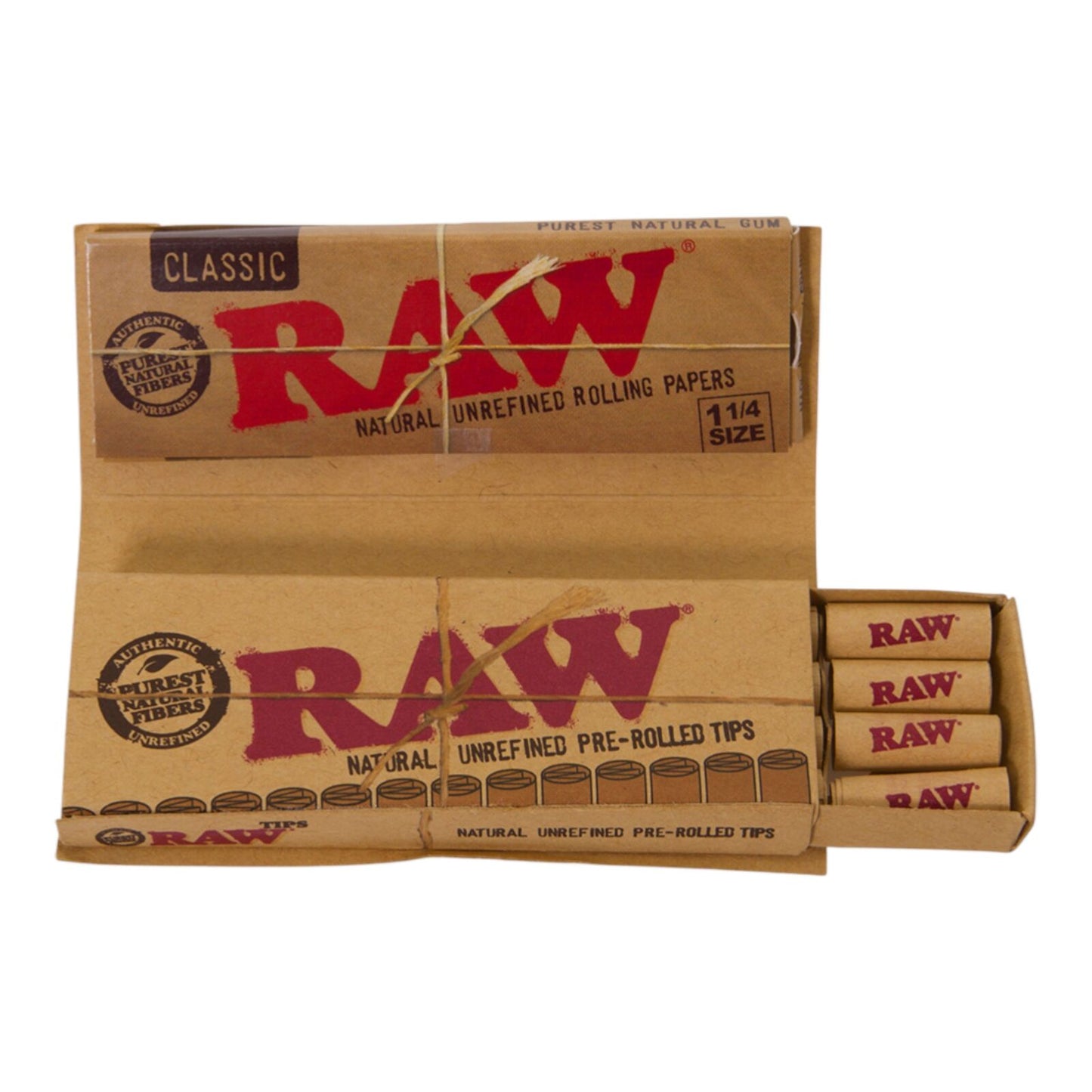 Box of 24 RAW Classic 1 1/4 Papers Pre Rolled Tips