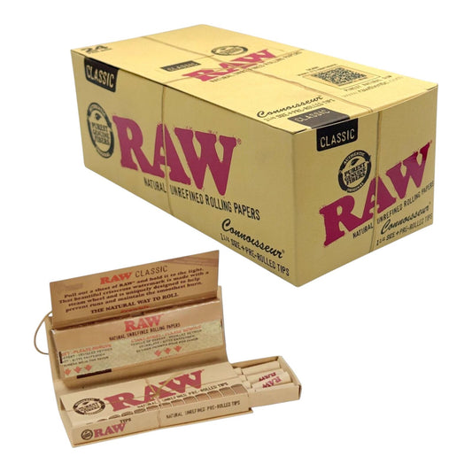 Box of 24 RAW Classic 1 1/4 Papers Pre Rolled Tips