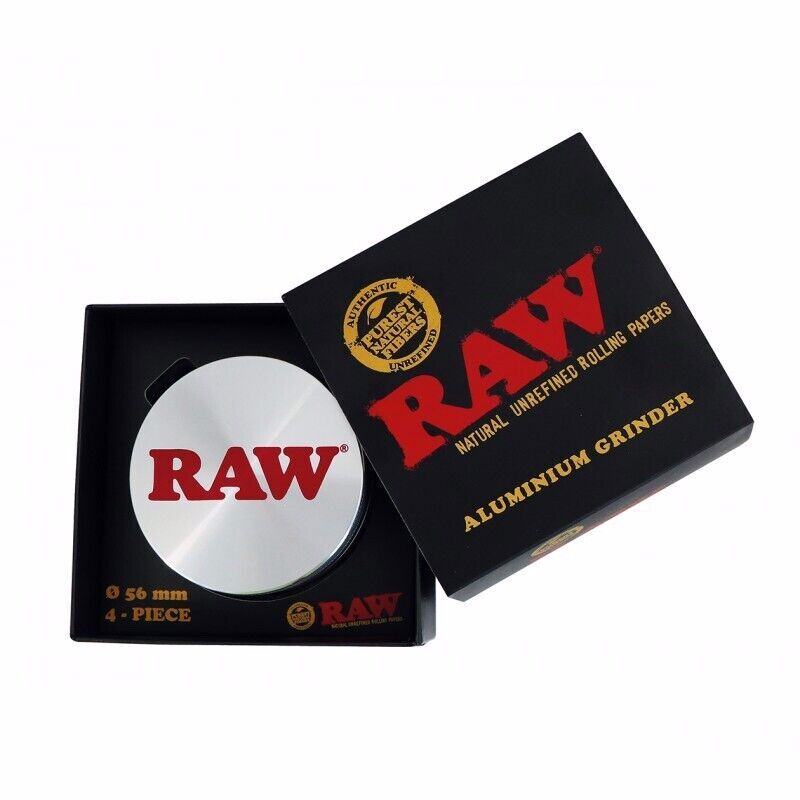 RAW 4-Piece Grinder 56mm + Smell Proof Medium Pouch + Tube Combo Tobacco Kit
