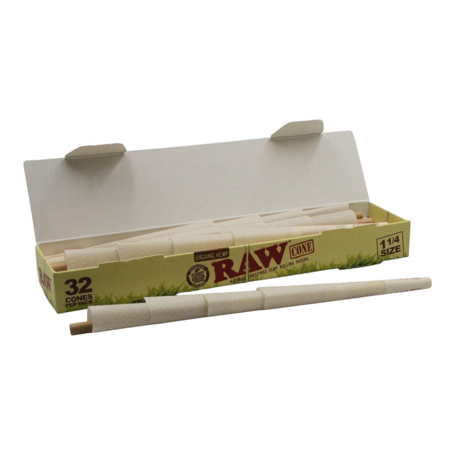 2 x Raw Organic Natural 1 1/4 Size Pre Rolled Paper Cones 32 Pack + Cone Loader