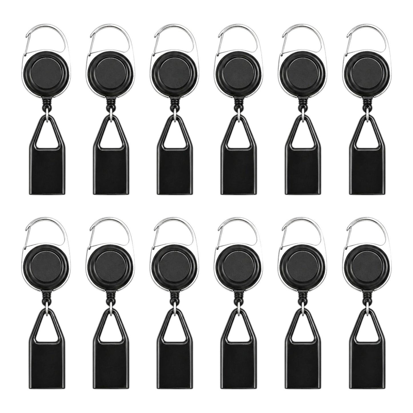 12 Pack Retractable Lighter Holder Clip 60cm Belt Clip Leash Black
