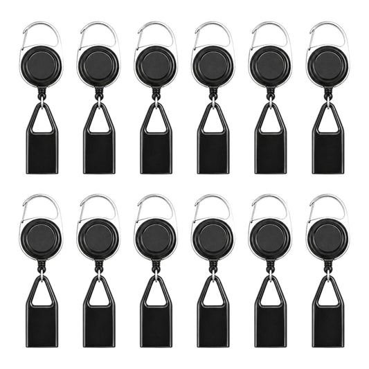 12 Pack Retractable Lighter Holder Clip 60cm Belt Clip Leash Black