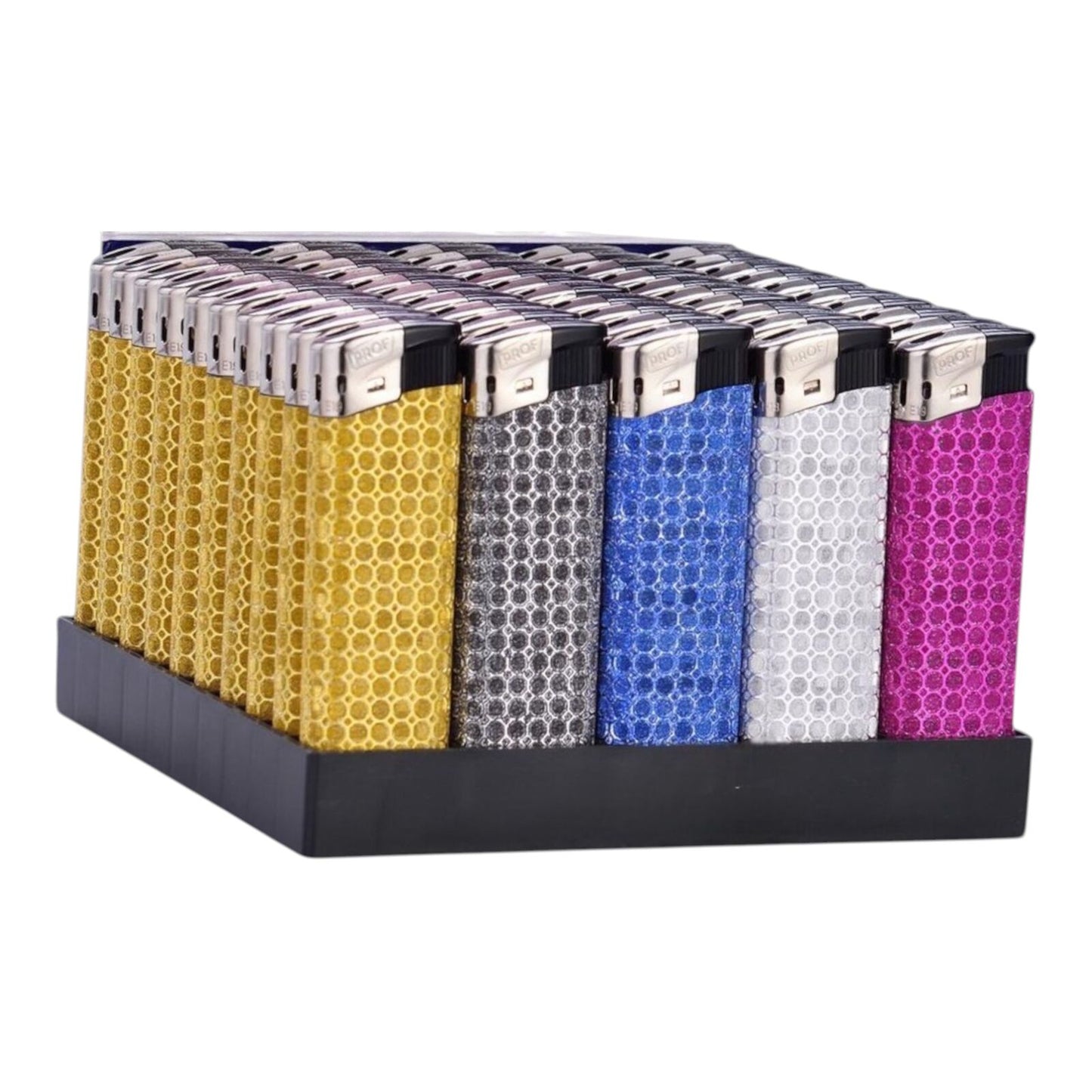Box of 50 Boom Honeycomb Click Refillable Gas Lighters Assorted Colours