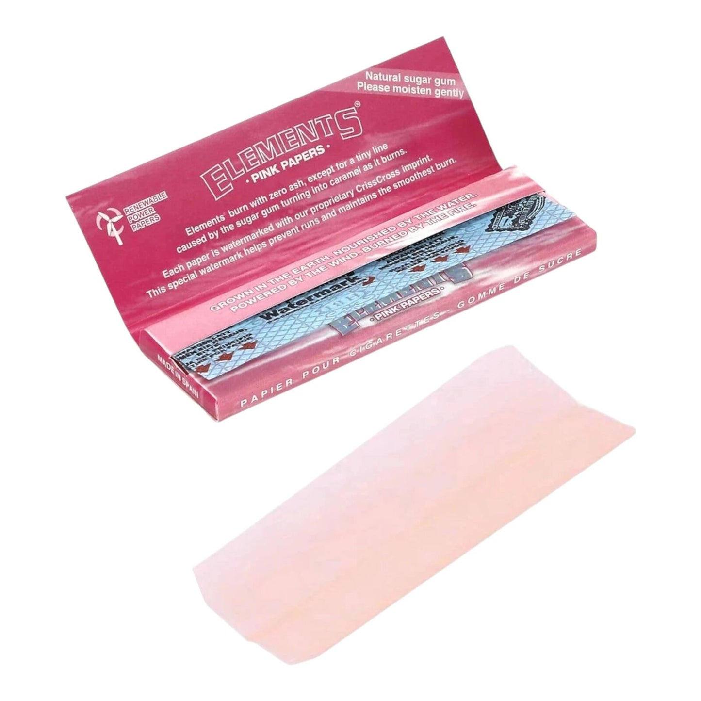 Box of 25 Elements 1 1/4 Pink Rolling Papers 25 Packs x 50 Leaves (1250 Total)
