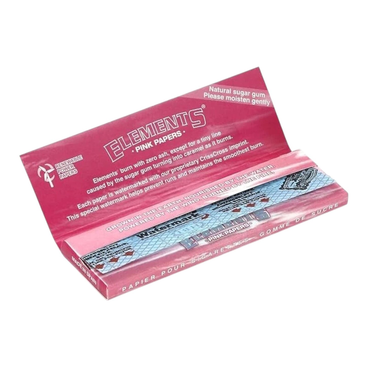 Box of 25 Elements 1 1/4 Pink Rolling Papers 25 Packs x 50 Leaves (1250 Total)