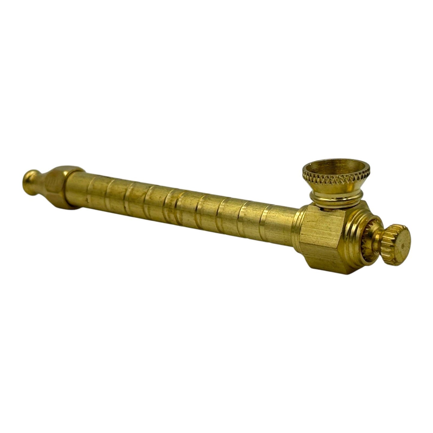 12cm Brass Gold Pipe Screw Cap Classic Straight Metal Design
