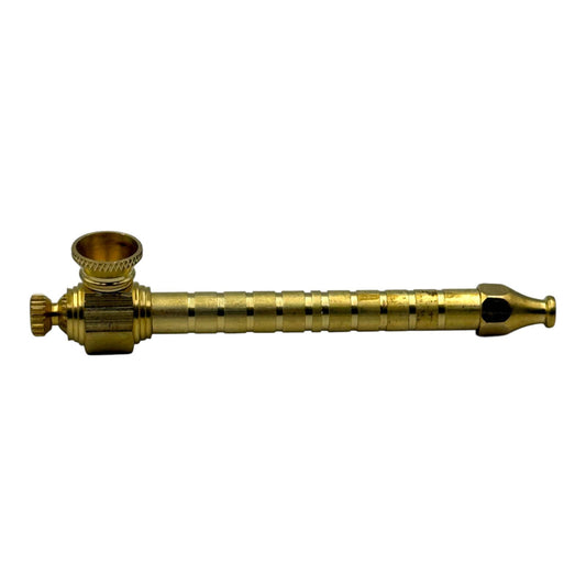 12cm Brass Gold Pipe Screw Cap Classic Straight Metal Design