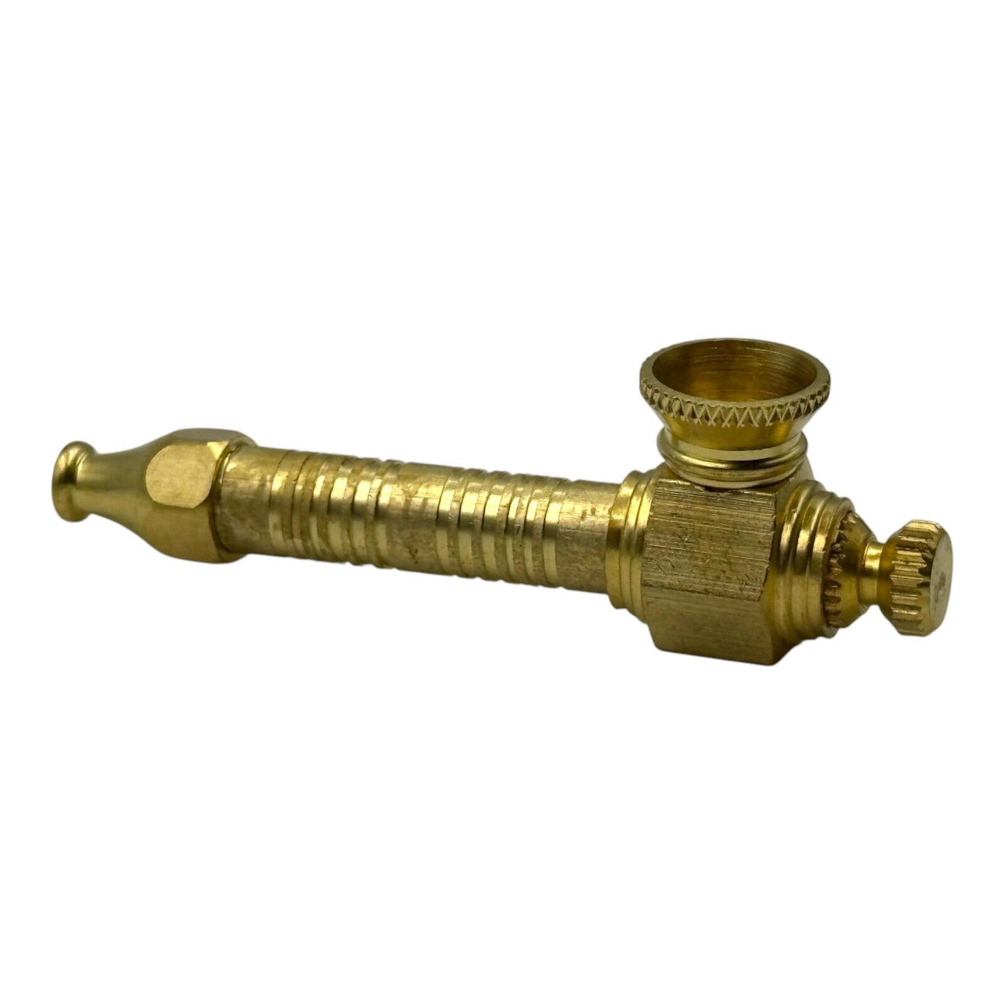 8cm Brass Gold Pipe Screw Cap Classic Straight Metal Design