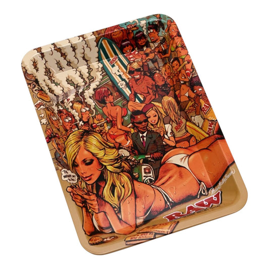 RAW Tray Girl Metal Rolling Tray Mini 18 x 12.5 cm Smoking Accessory