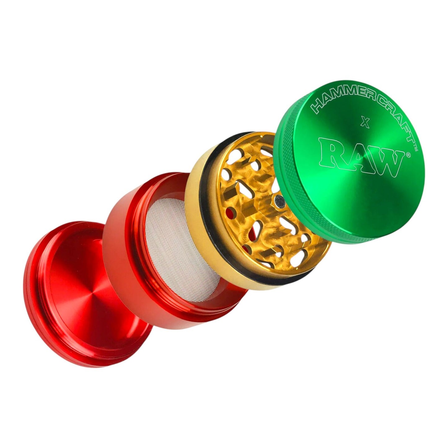 RAW x Hammercraft Rasta 2 Inch Small Aluminium 4 Piece Grinder Herb 4.8 x 4.3cm