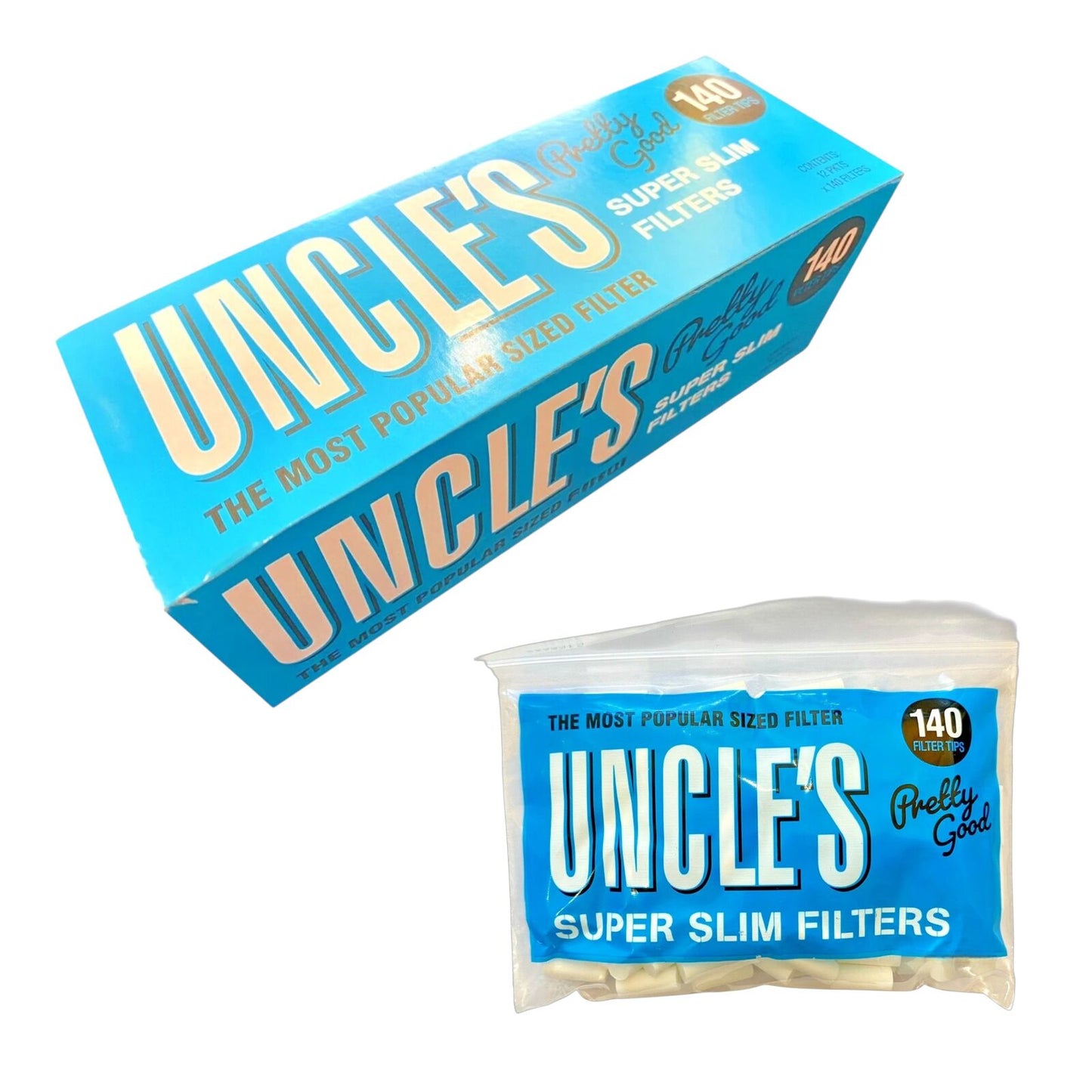 Box of 12 Uncle's Super Slim Filter Tips 1680 Total Rolling Tips