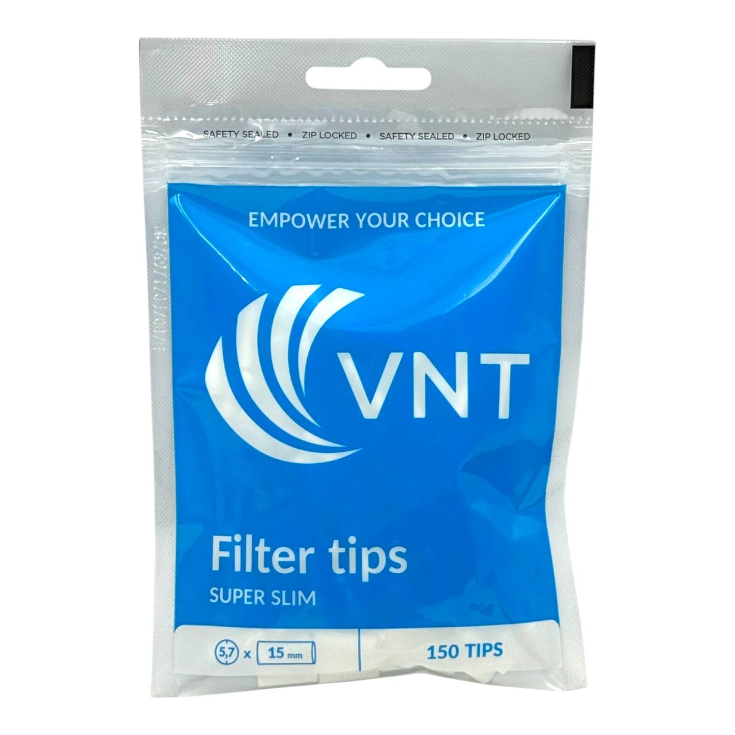 Box of 10 VNT Super Slim Blue Filter Tips 150 Tips Per Pack - 1500 Total Tips