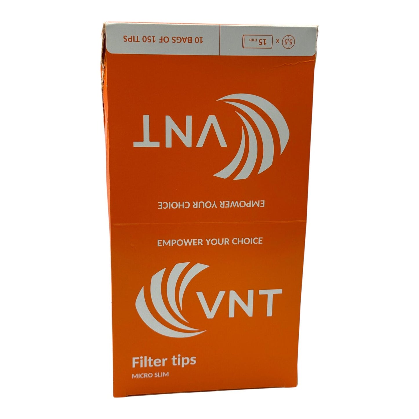 Box of 10 VNT Micro Slim Orange Filter Tips 150 Tips Per Pack - 1500 Total Tips