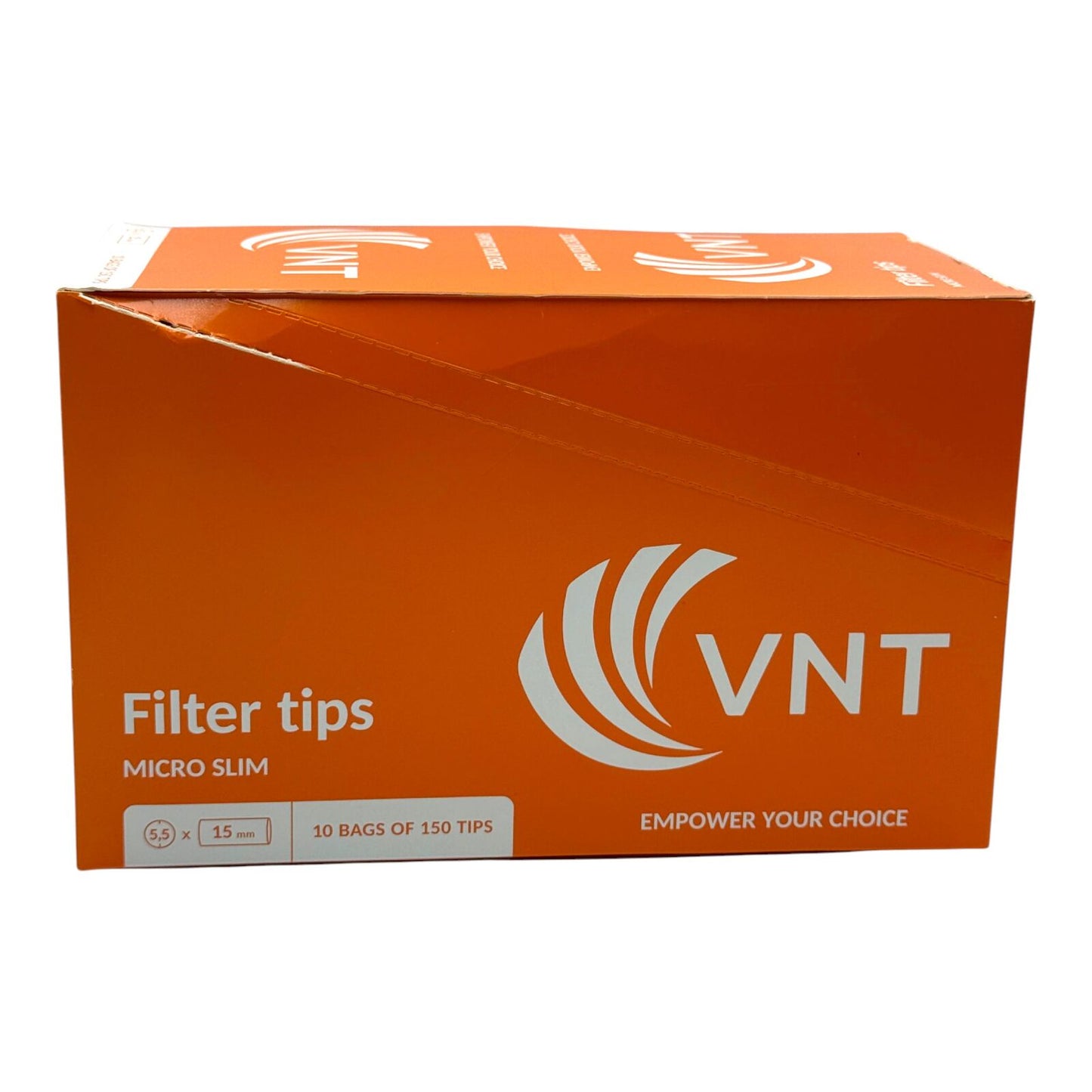 Box of 10 VNT Micro Slim Orange Filter Tips 150 Tips Per Pack - 1500 Total Tips