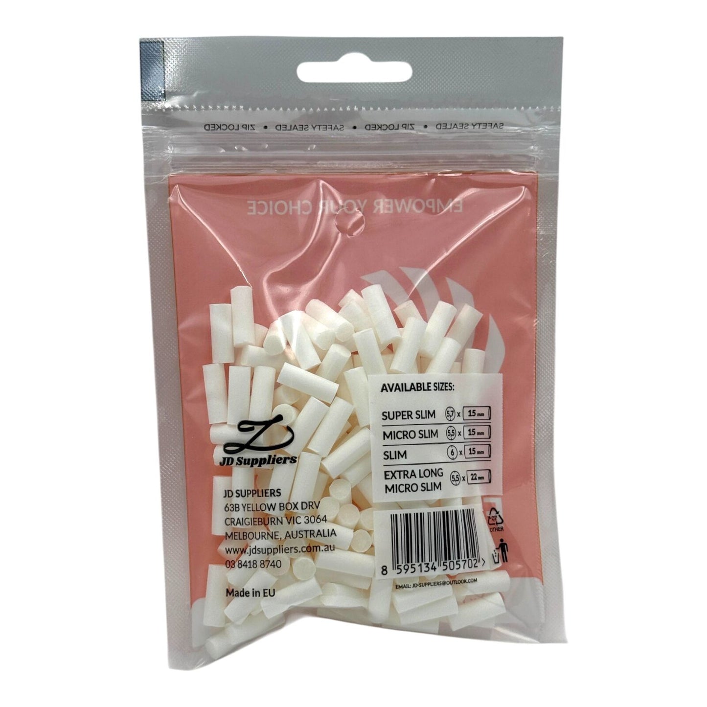 Box of 10 VNT Micro Slim Orange Filter Tips 150 Tips Per Pack - 1500 Total Tips