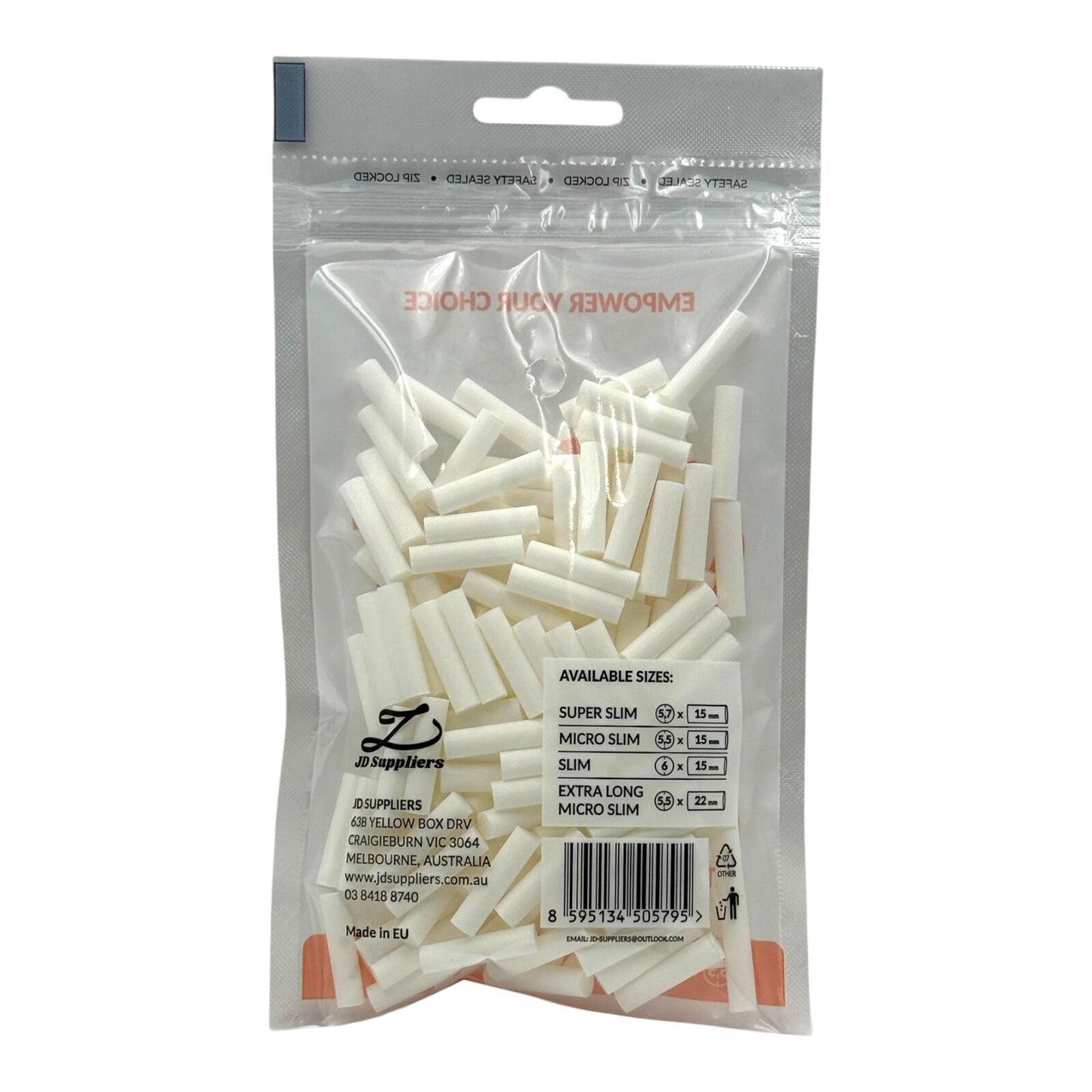 VNT Extra Long Micro Slim White Filter Tips 150 Count Rolling Tips
