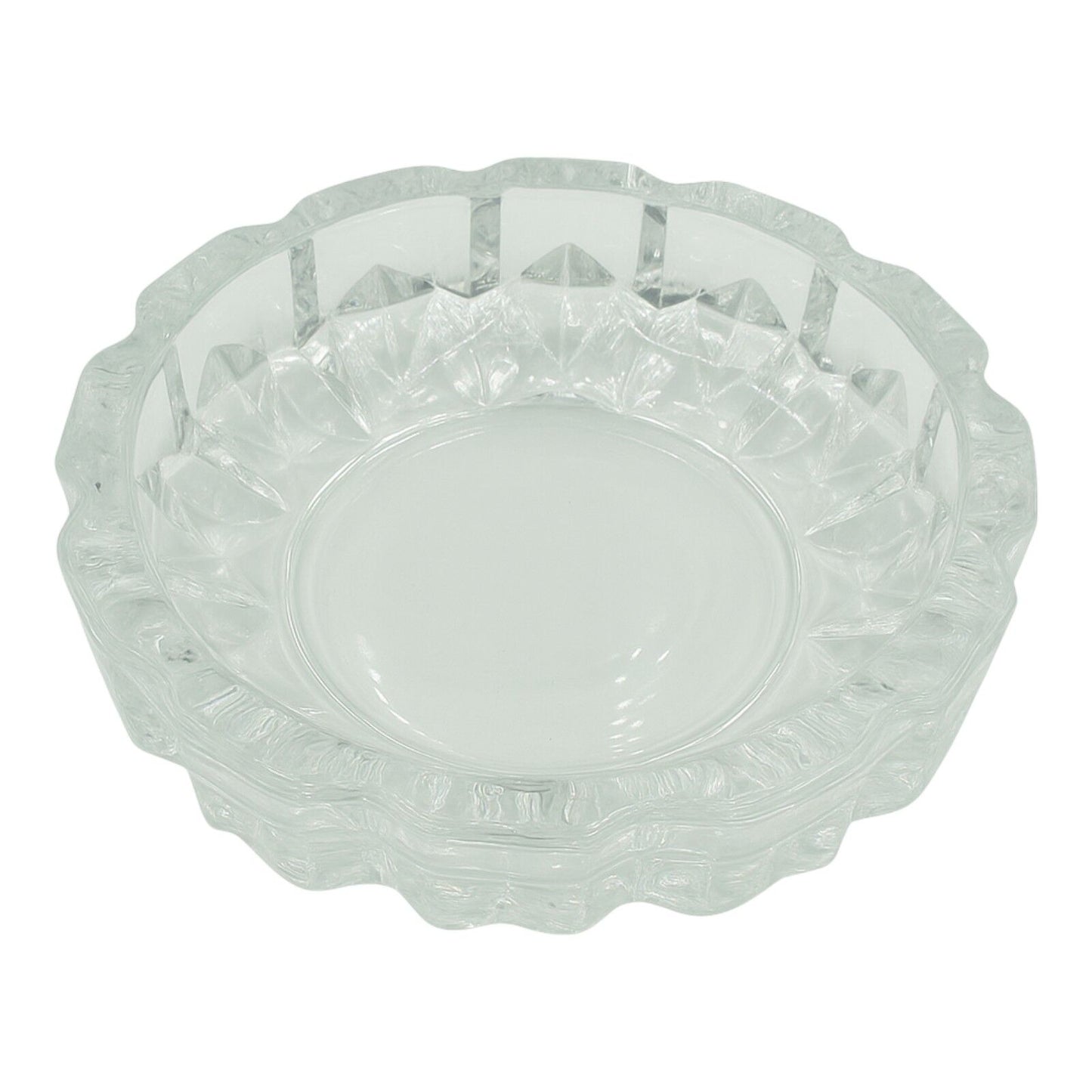 12cm Clear Glass Ashtray Round Crystal Look