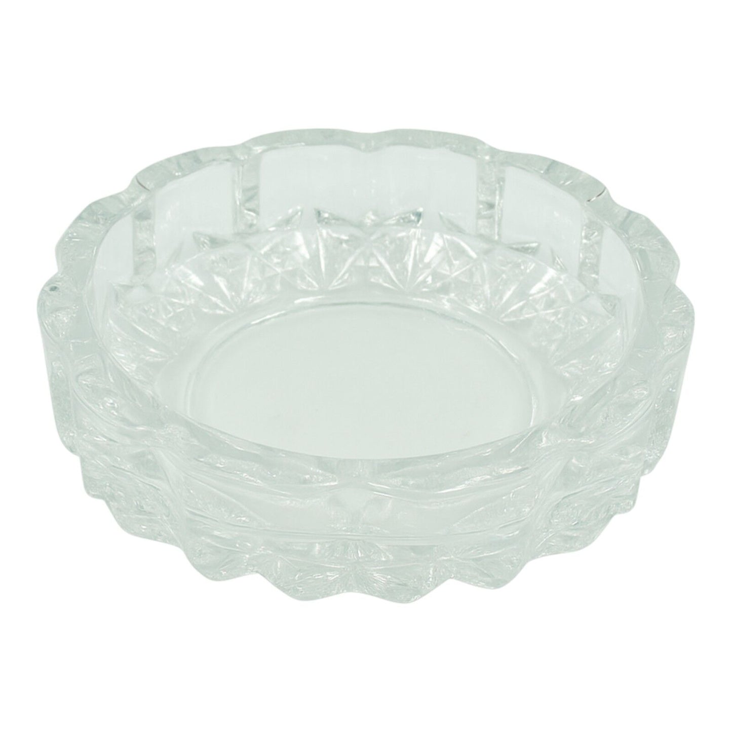 12cm Clear Glass Ashtray Round Crystal Look