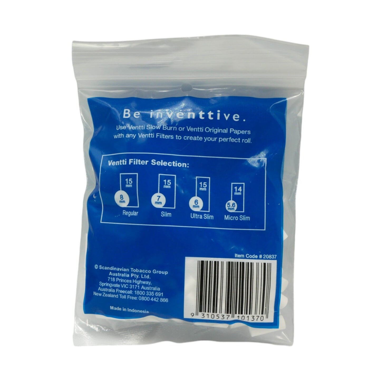 Ventti Ultra Slim Blue 140 Filter Tip Bag