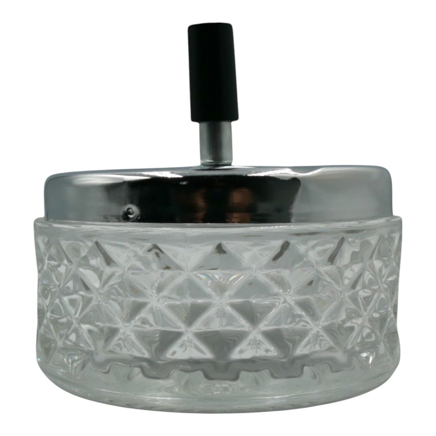 Vintage Clear Glass Push Down Ashtray Cigarette Smoke Ash Outdoor/Indoor