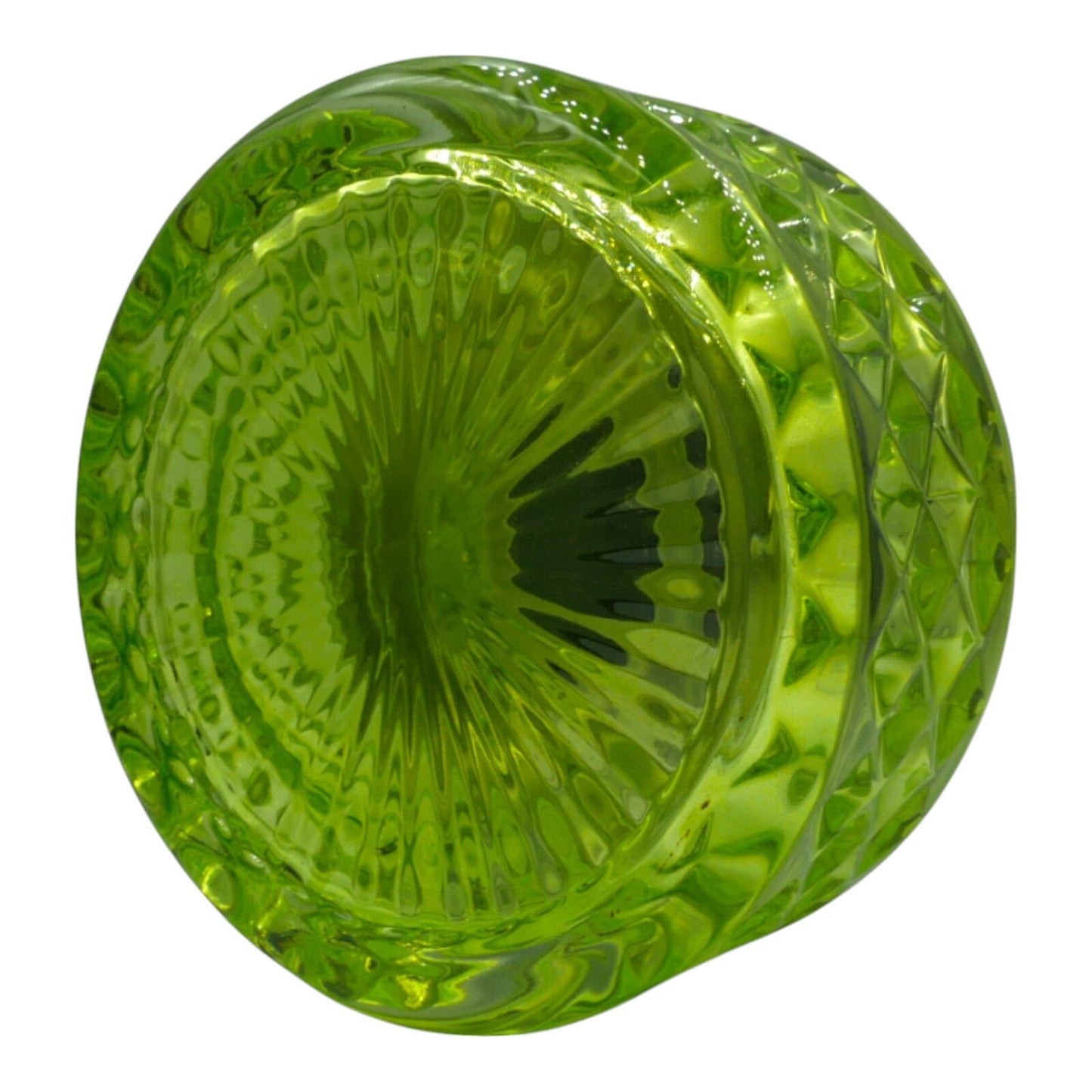 Vintage Green Glass Push Down Ashtray Cigarette Smoke Ash Outdoor/Indoor