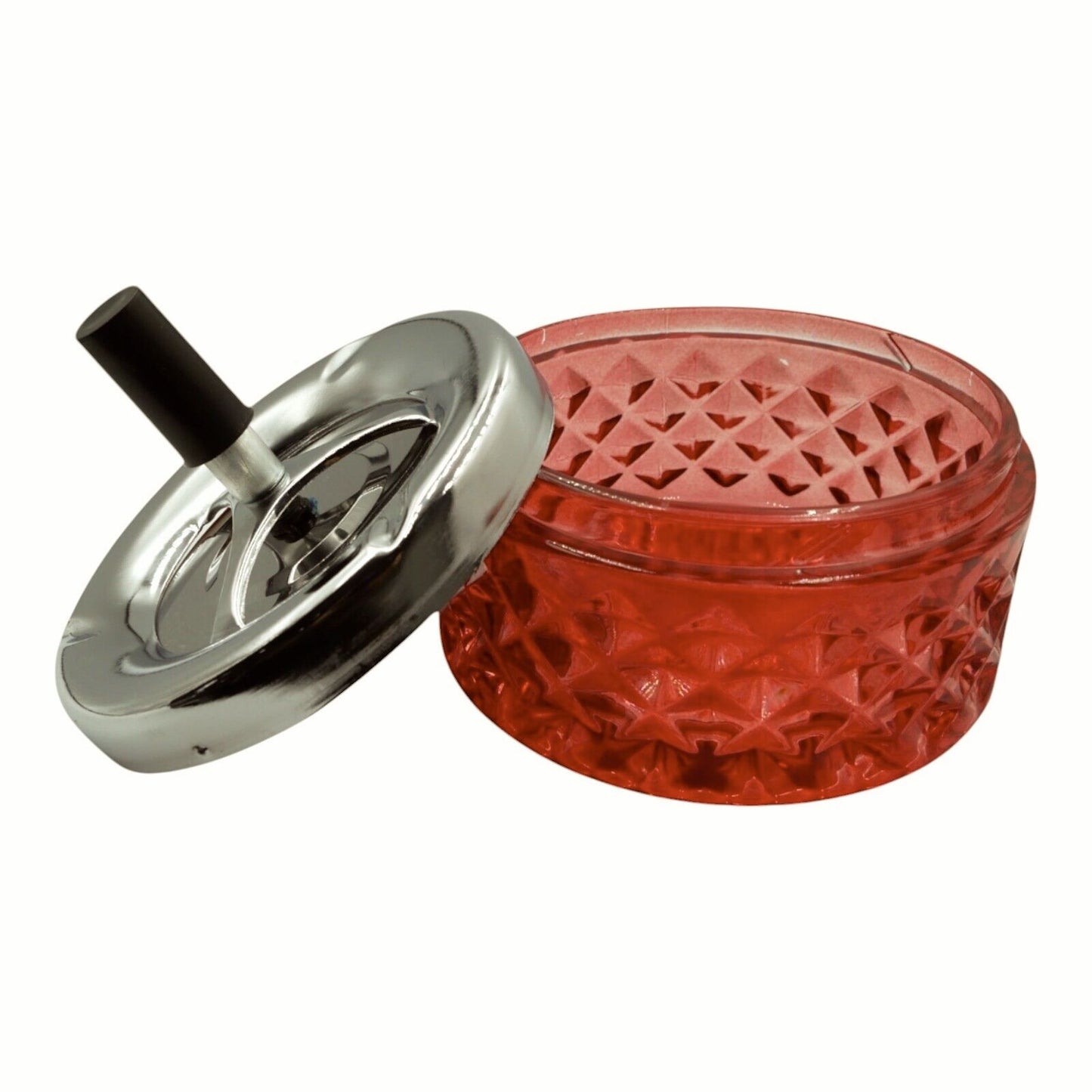 Vintage Red Glass Push Down Ashtray Cigarette Smoke Ash Outdoor/Indoor