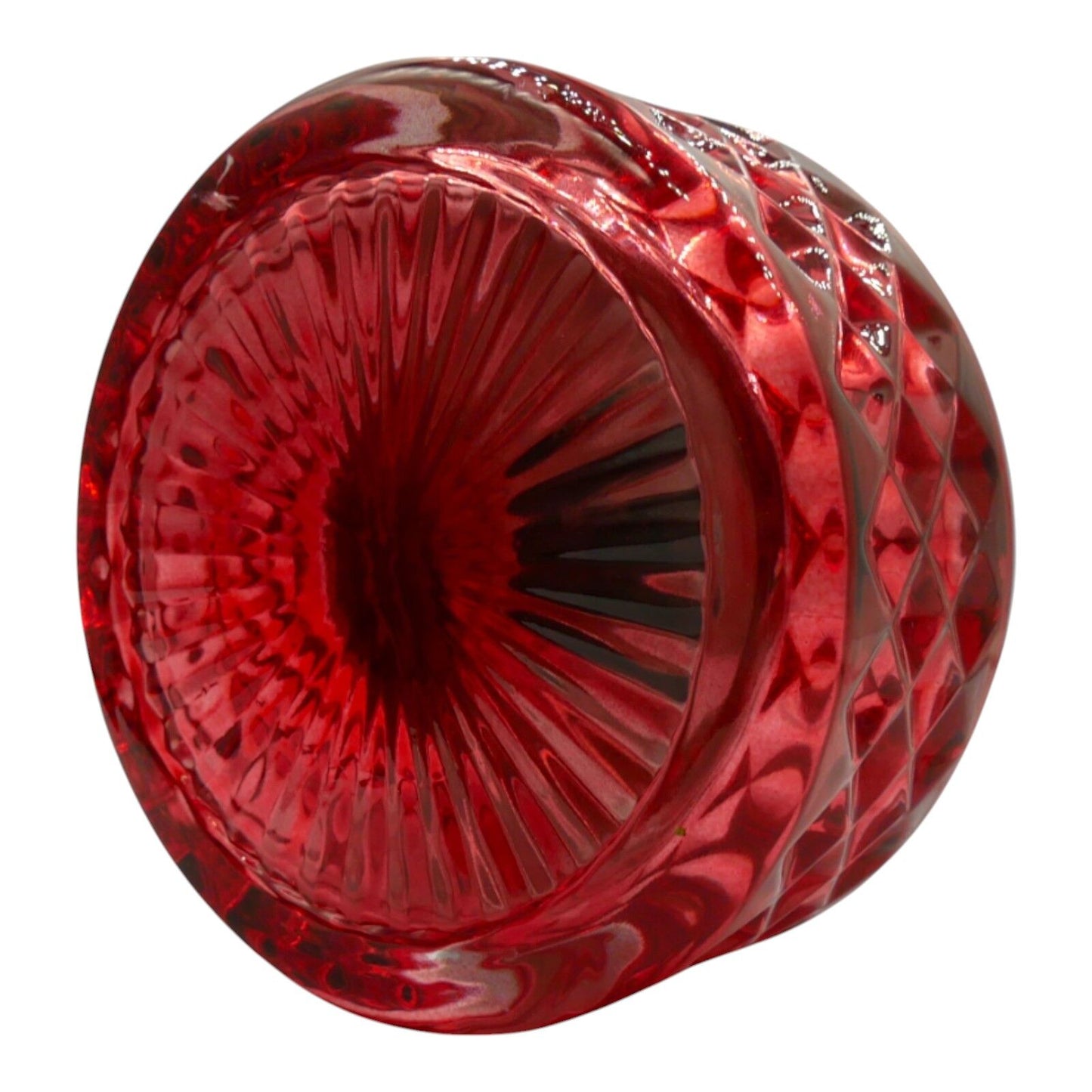 Vintage Red Glass Push Down Ashtray Cigarette Smoke Ash Outdoor/Indoor