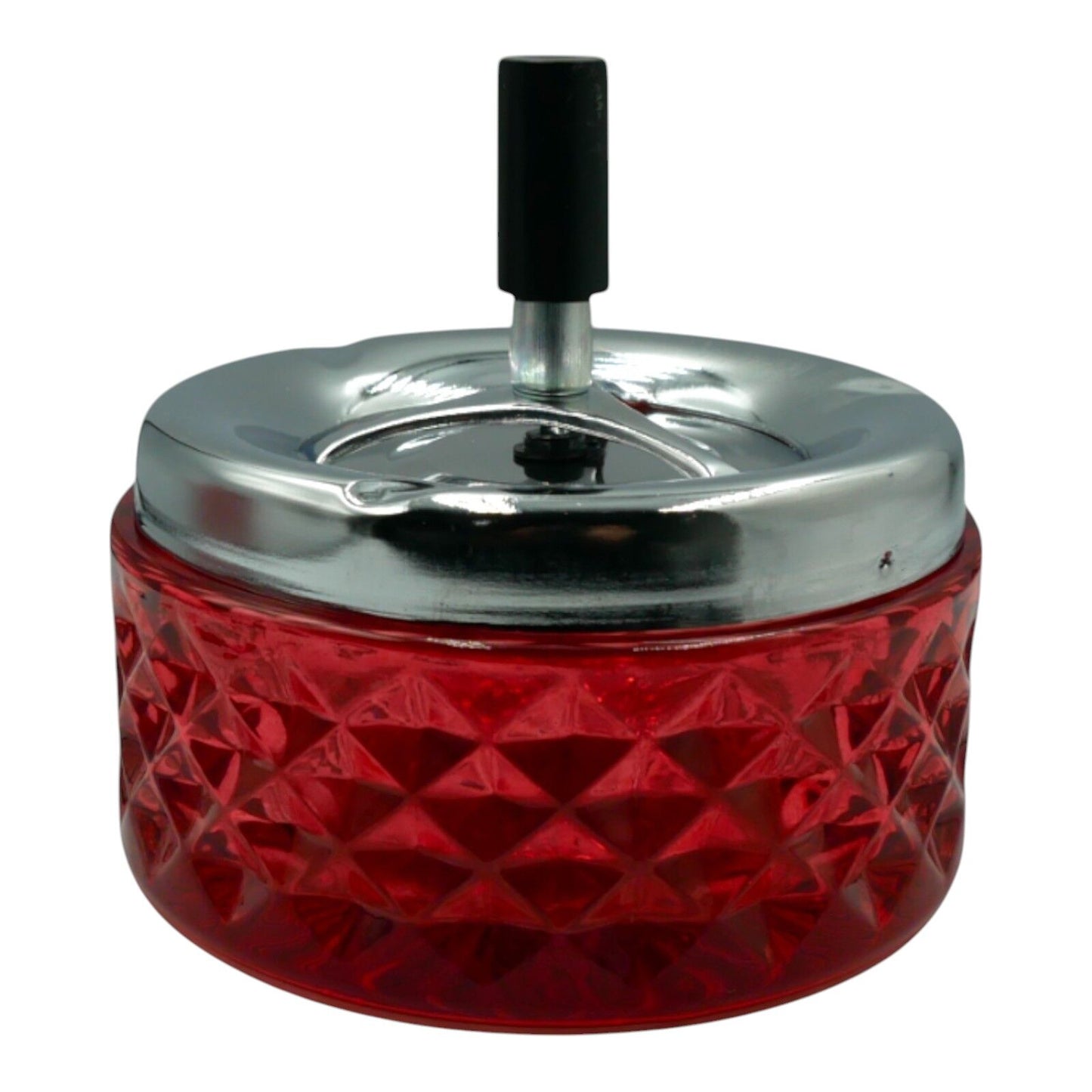 Vintage Red Glass Push Down Ashtray Cigarette Smoke Ash Outdoor/Indoor
