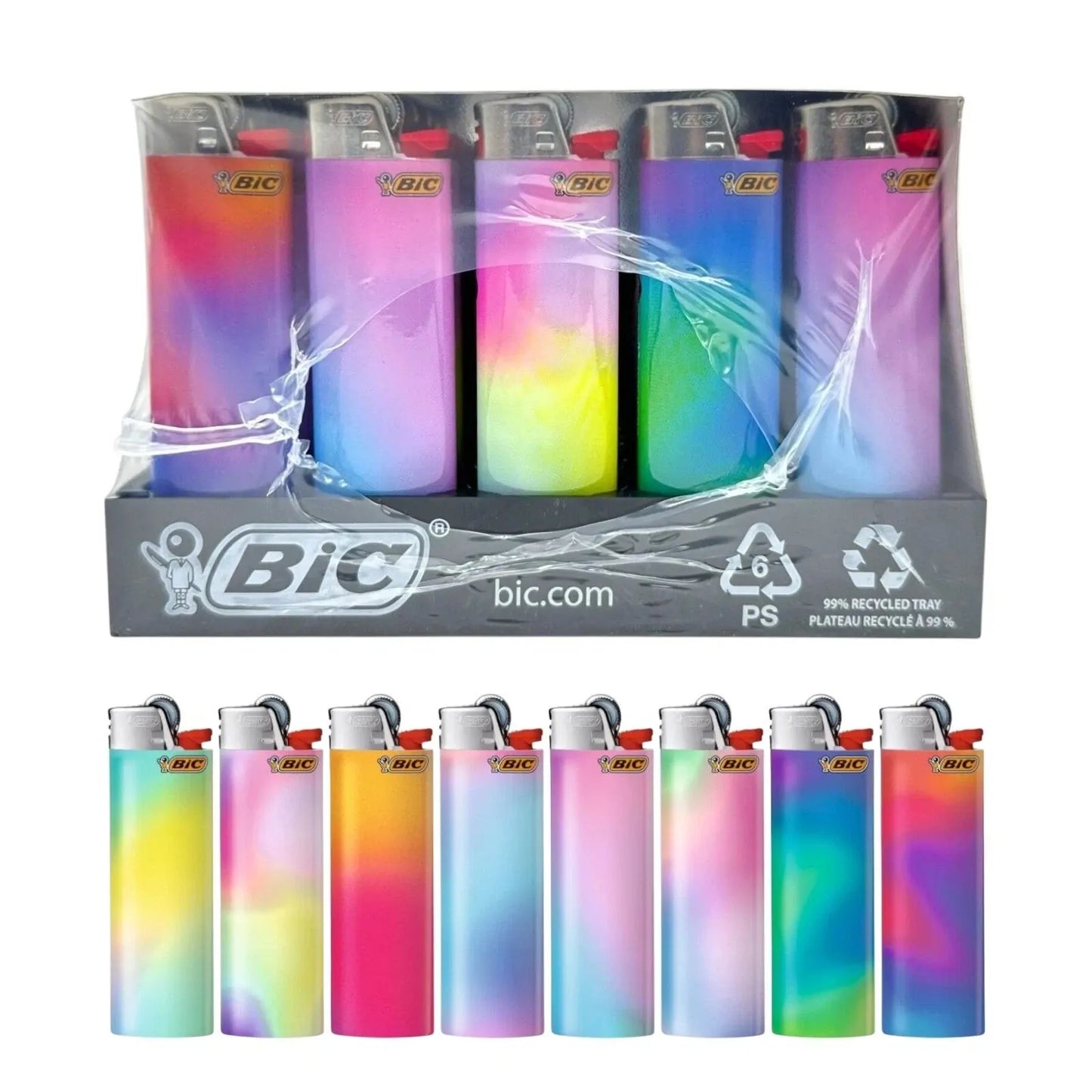 50x Custom Assorted BIC Maxi Lighters Various Designs Tray Box J26
