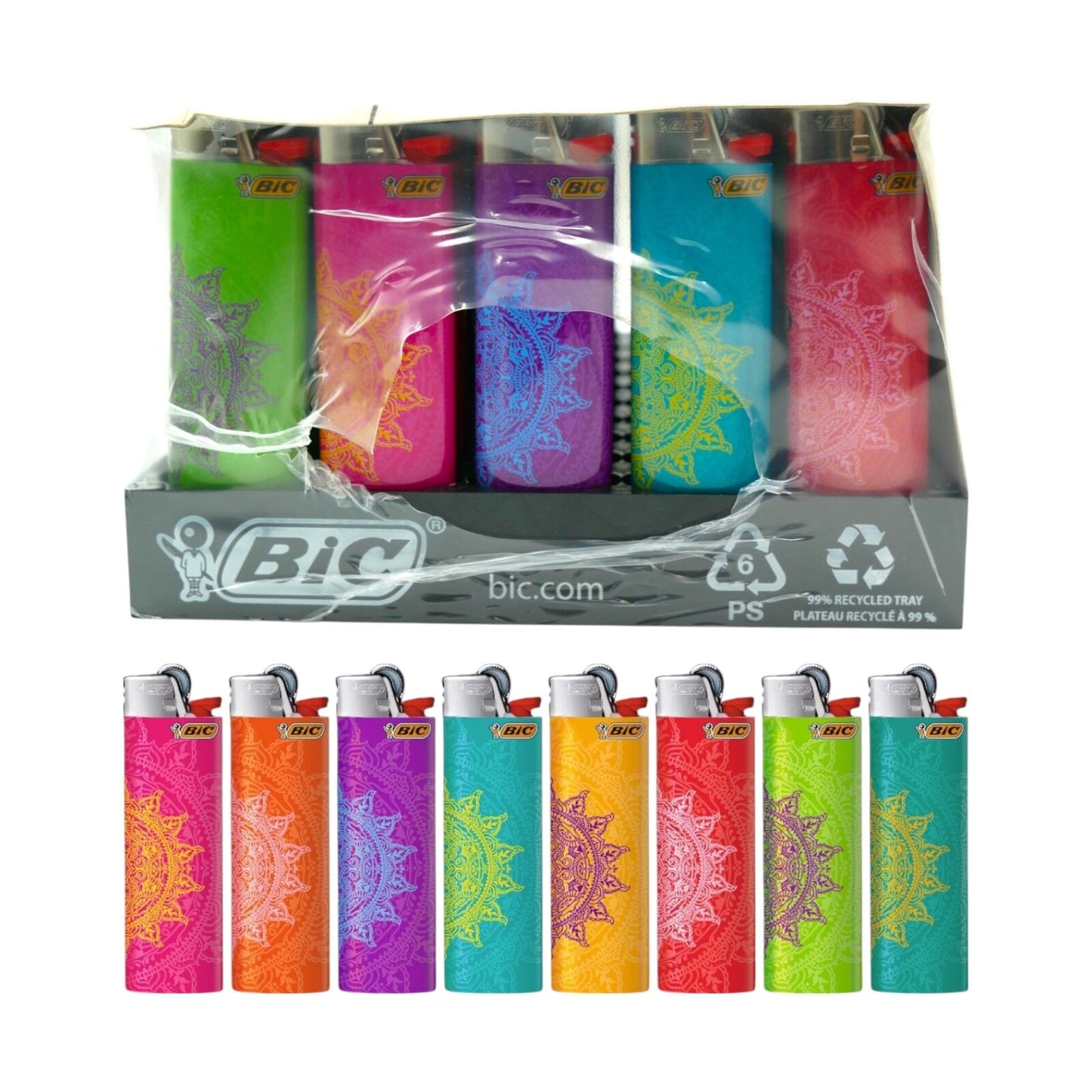 50x BIC Maxi Mandala Lighters Special Edition Pocket Lighters